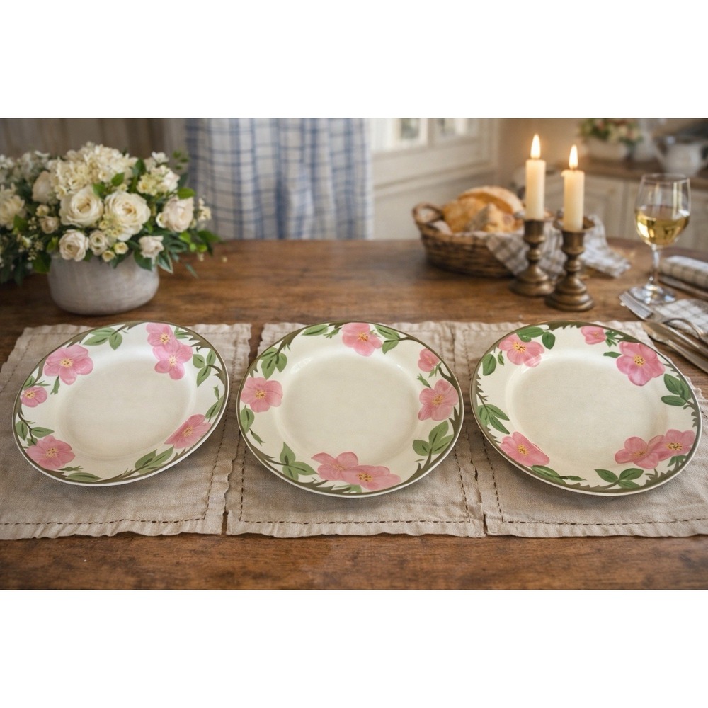 Vintage Franciscan Desert Rose Dinner Plates Set of 3 England Pink Floral
